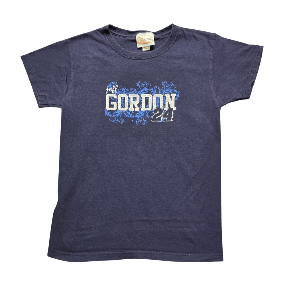 Y2K Graphic Tee Youth Small Navy Blue Jeff Gordon 24 NASCAR